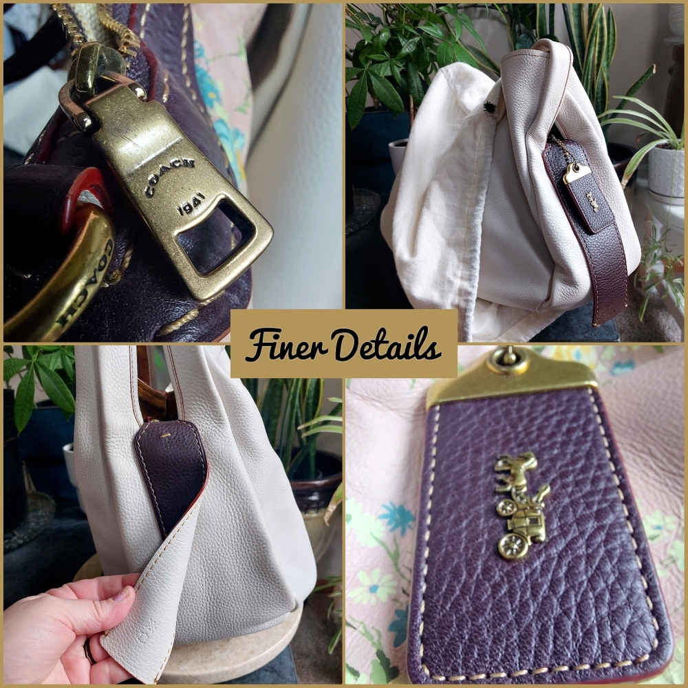 ๐คCoach 1941 Bandit 39 Chalk Hobo With Paraire Flower Saddle Print Inner Bag - Picture 6 of 15